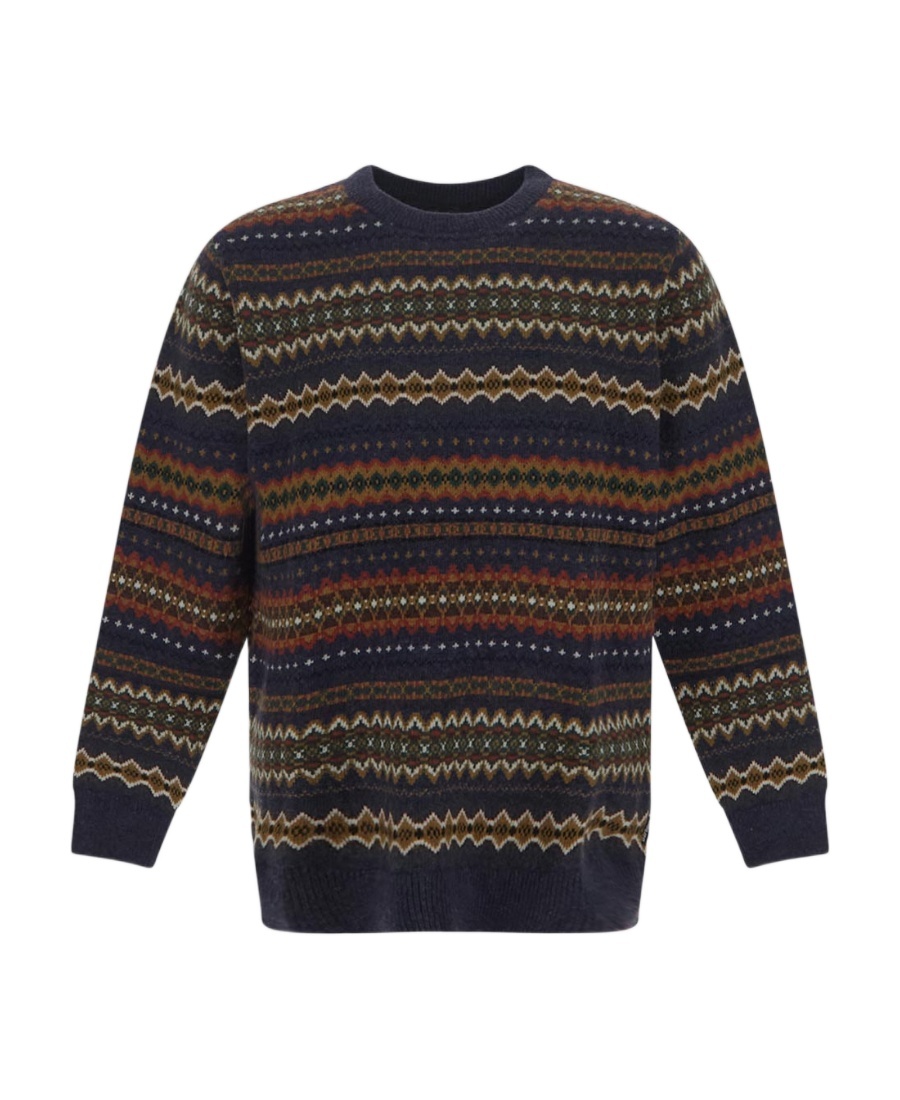 Barbour Geometric-print Wool Jumper In Black