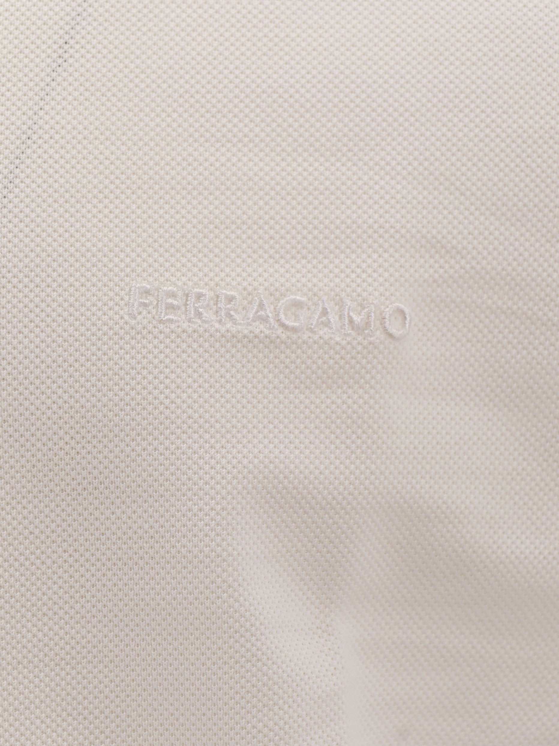 Ferragamo Salvatore  Logo Embroidered Polo Shirt In White