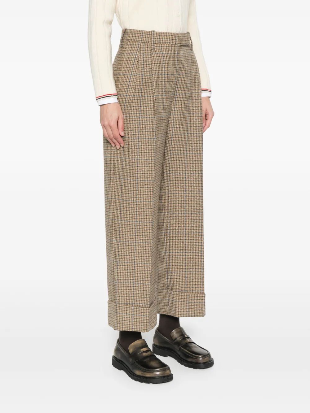 Thom Browne Ginclub Check Cheviot Tweed Trousers In Brown