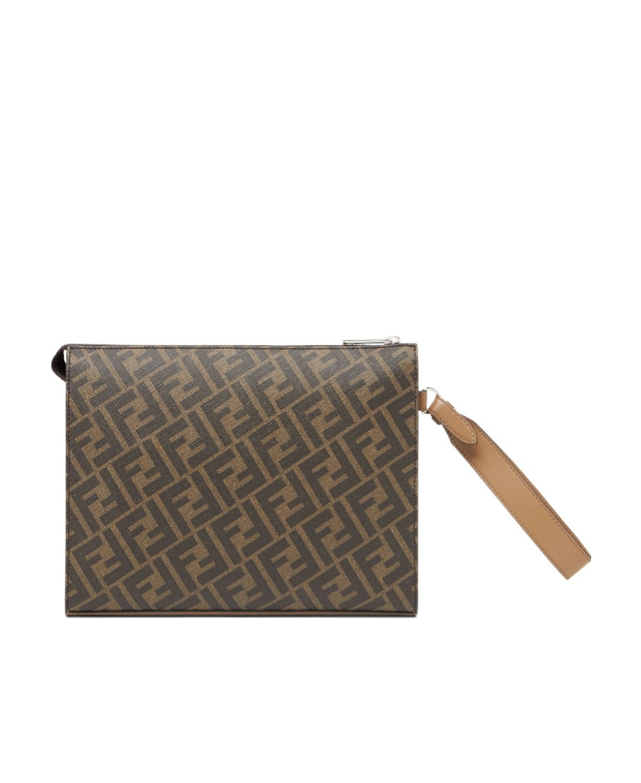 Fendi Multicolour Leather Pouch In Nude