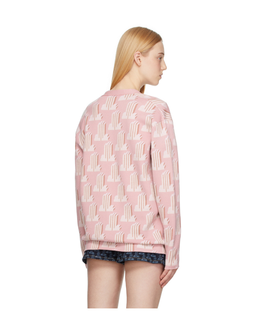 Lanvin Monogram-pattern Knitted Cardigan In Pink