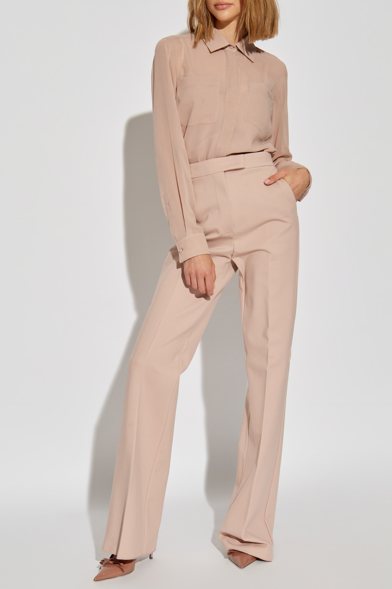 Max Mara High-waisted Casual Pants In Nude