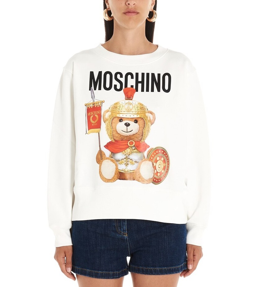 Moschino Teddy Bear Printed Sweater In Nude