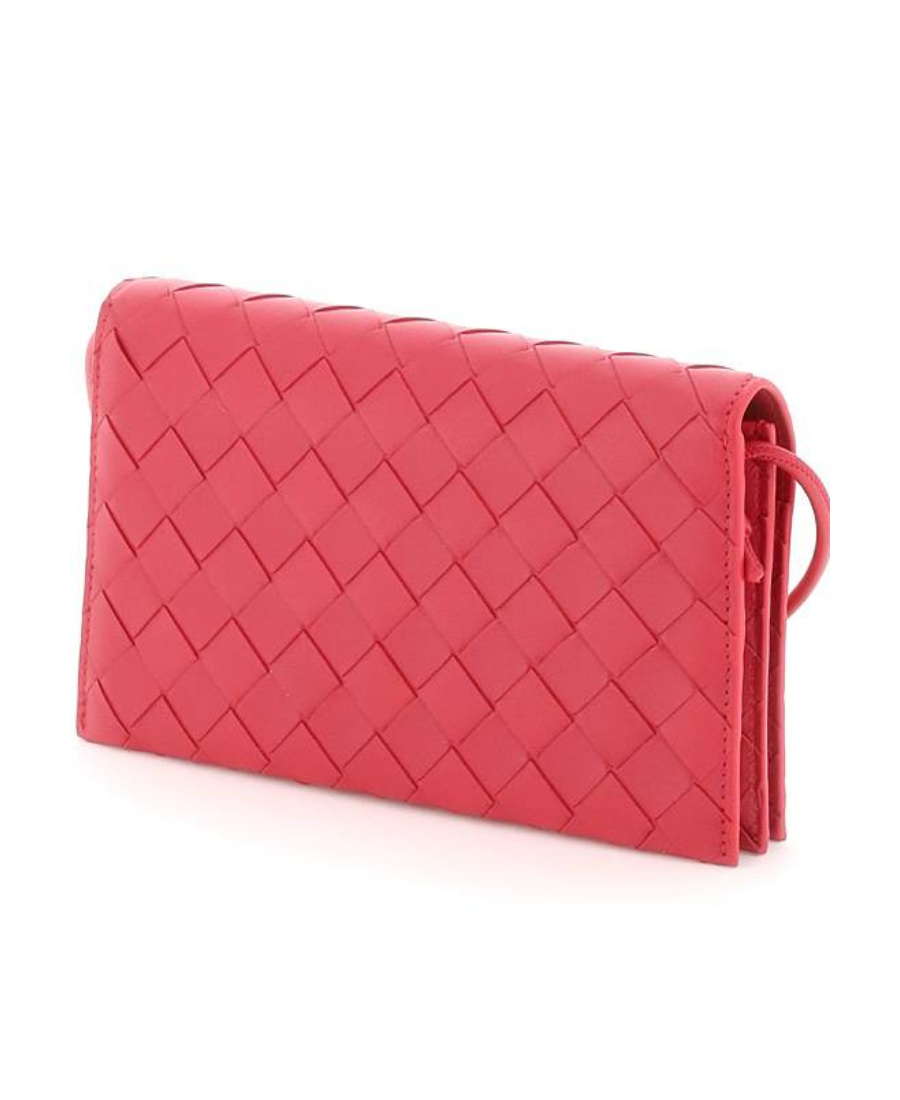 Bottega Veneta Intrecciato Leather Wallet In Red