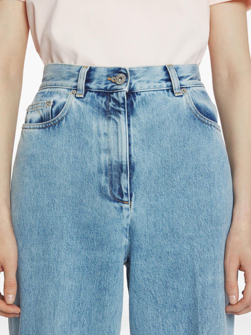 Lanvin Blue Wide-leg Cuffed Jeans In Blue