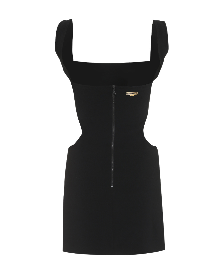Marine Serre Double Crepe Tailored Dress In Black