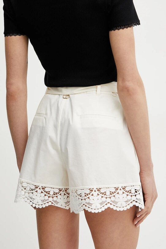 Twinset Lace Hem Shorts In White