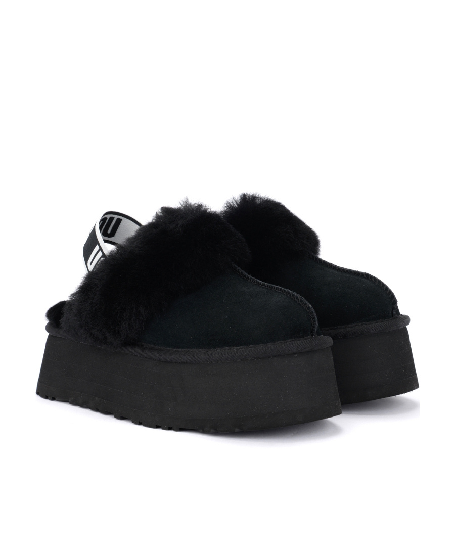 Shop Ugg Fur-lined Flatform Mules In Black