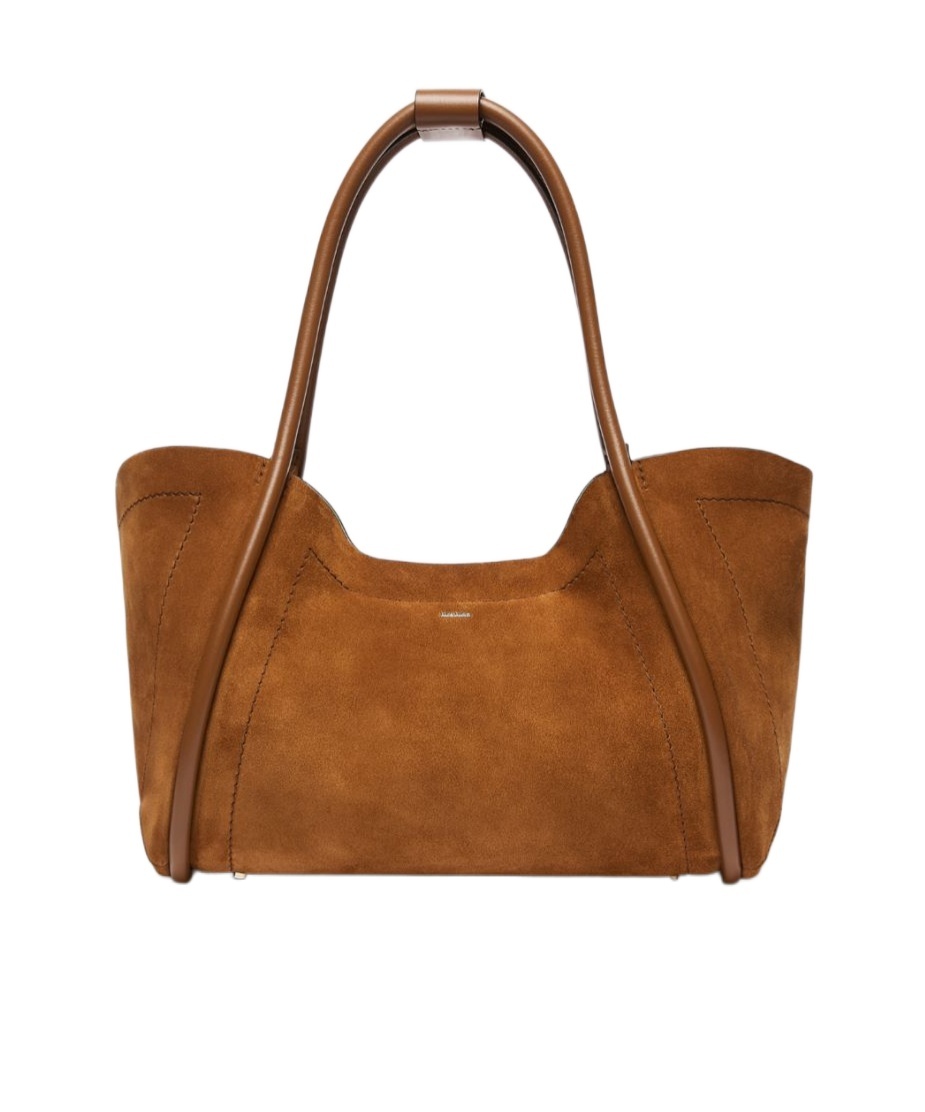 Max Mara Horizontal Suede Marine Bag In Amber Brown