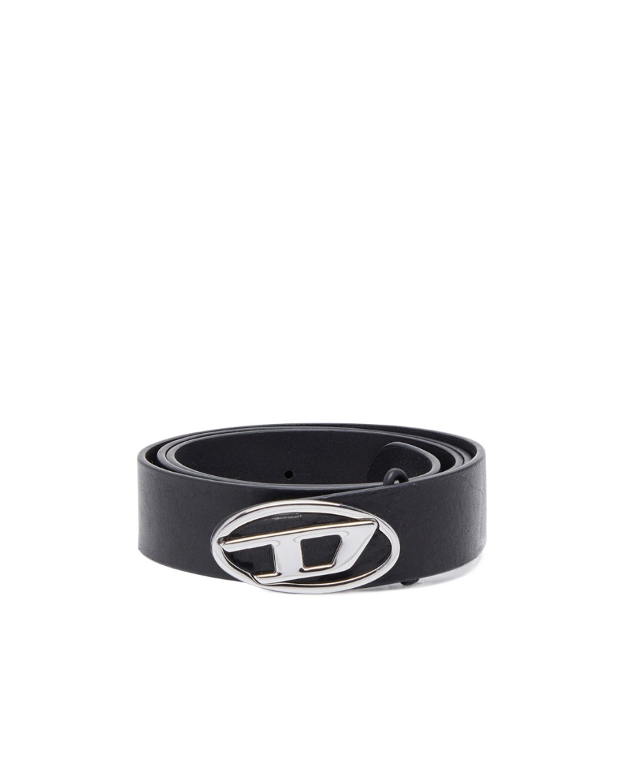 Diesel 4cm D Leather Buckle Belt In Black