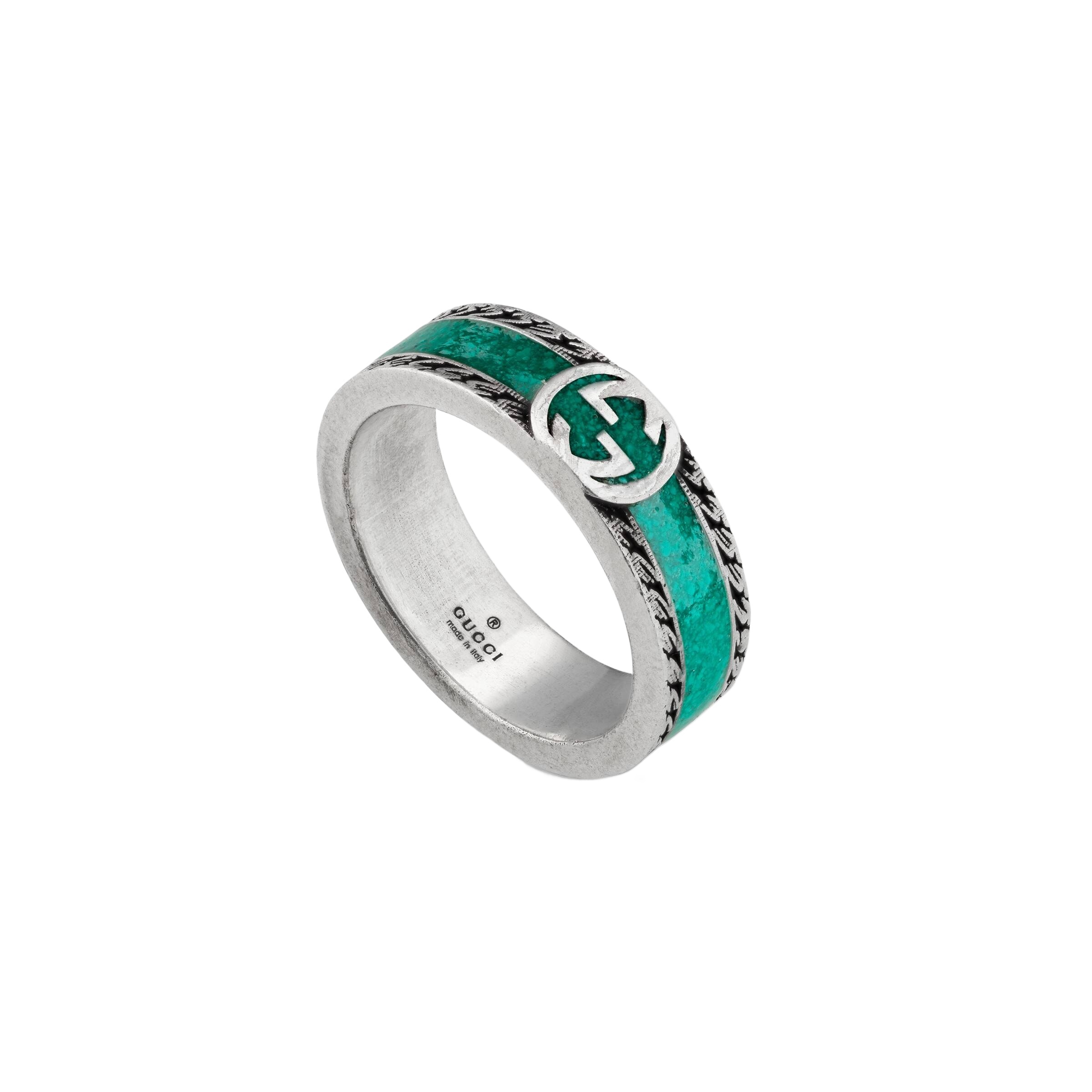 Gucci Interlocking G Band Ring In Green