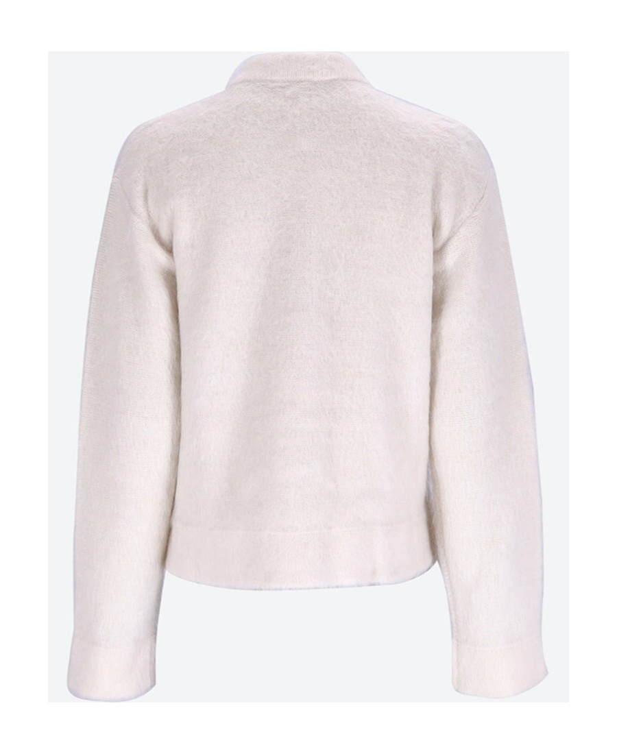 Shop Jil Sander Long-sleeved Alpaca-wool Blend Cardigan In White