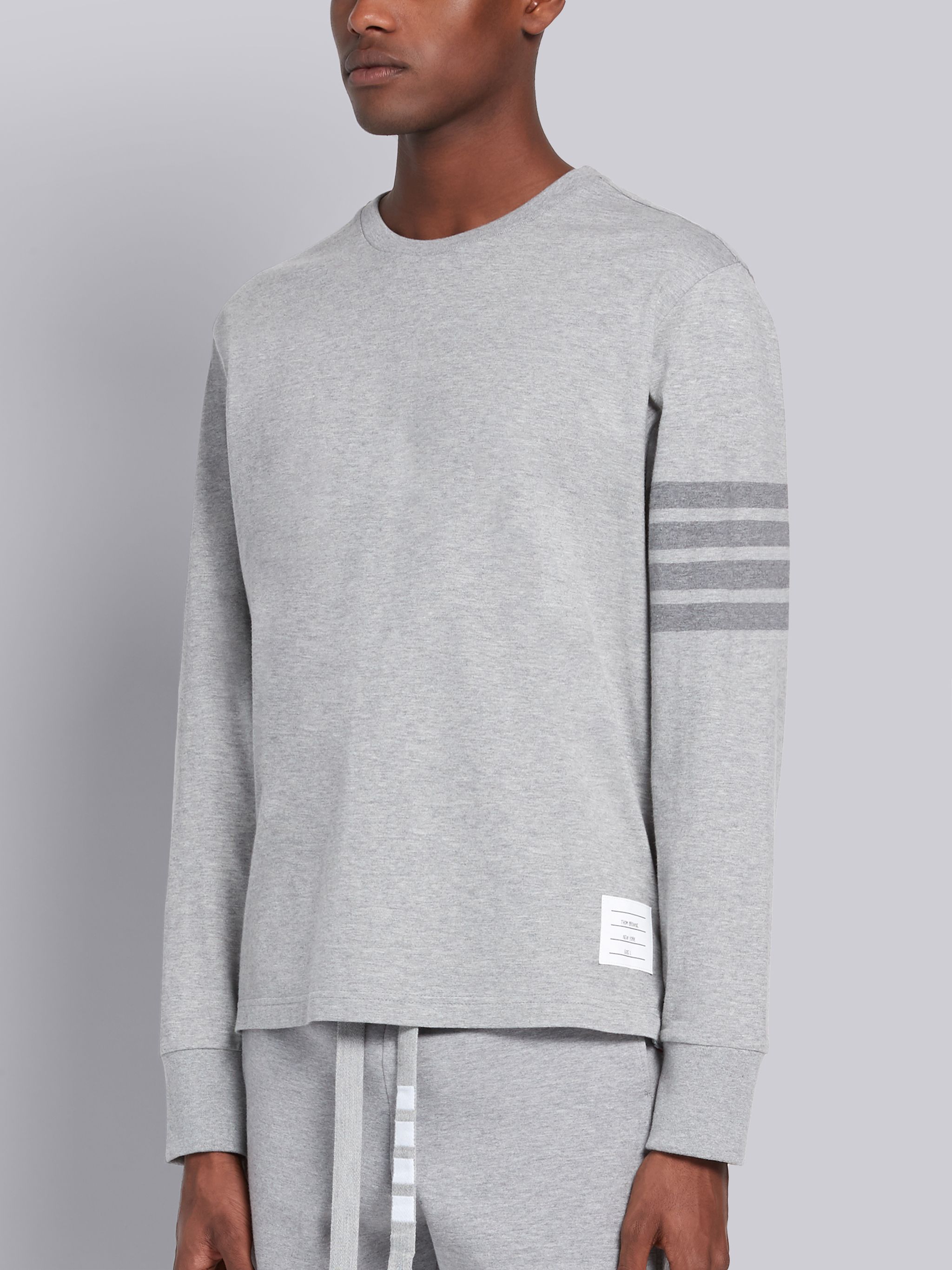 Thom Browne 4-bar Long-sleeve T-shirt In Gray
