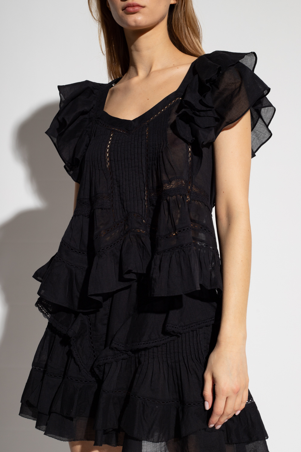 Isabel Marant Étoile Short-sleeve Ruffled Blouse In Black