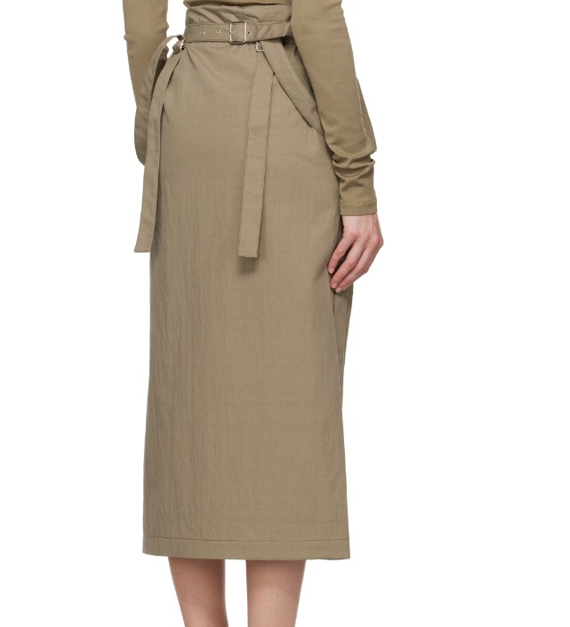 Lemaire Khaki Straps Midi Skirt In Brown