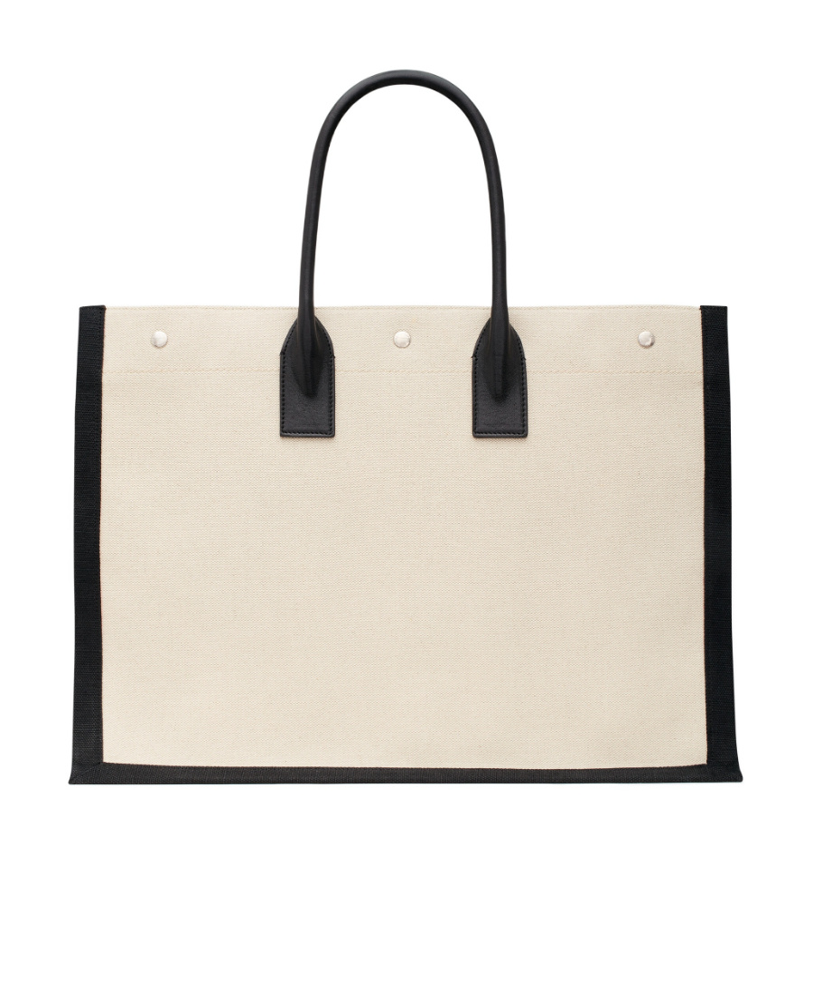 Saint Laurent Rive Gauche Printed Tote Bag In Nude