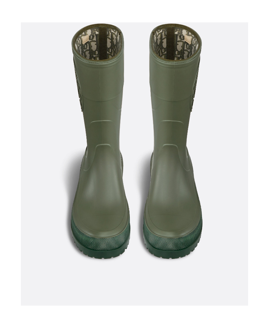 Dior Woman Boot Military Green Size 9 Rubber In Green