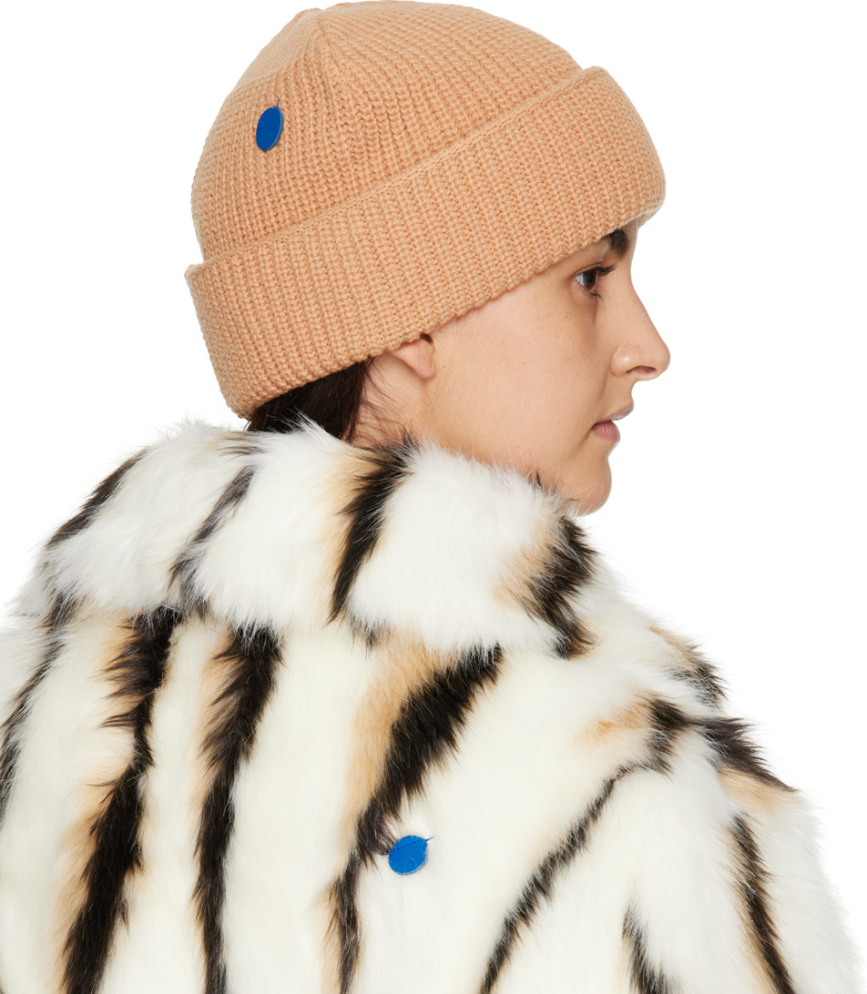 Ader Error Tan Logo Beanie In Nude