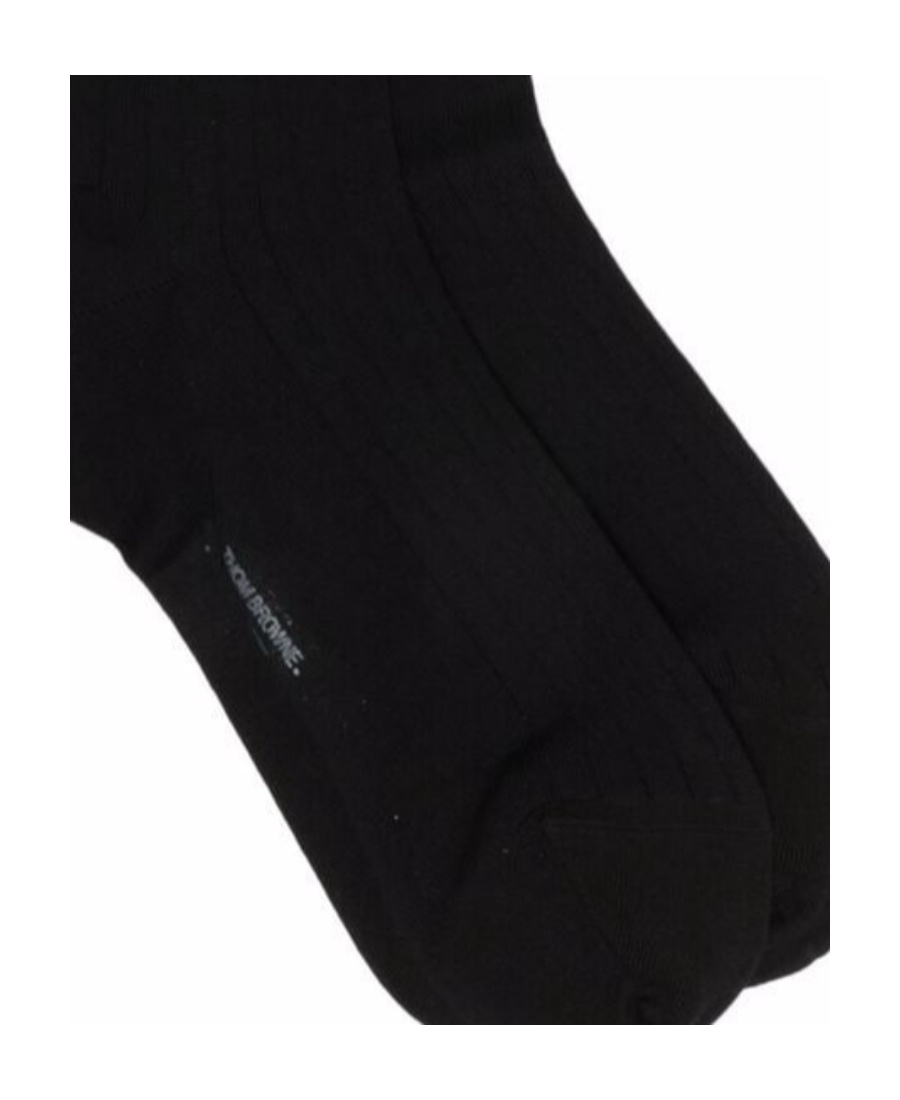 Thom Browne Black Inlaid Striped Wool Tube Socks In Gray