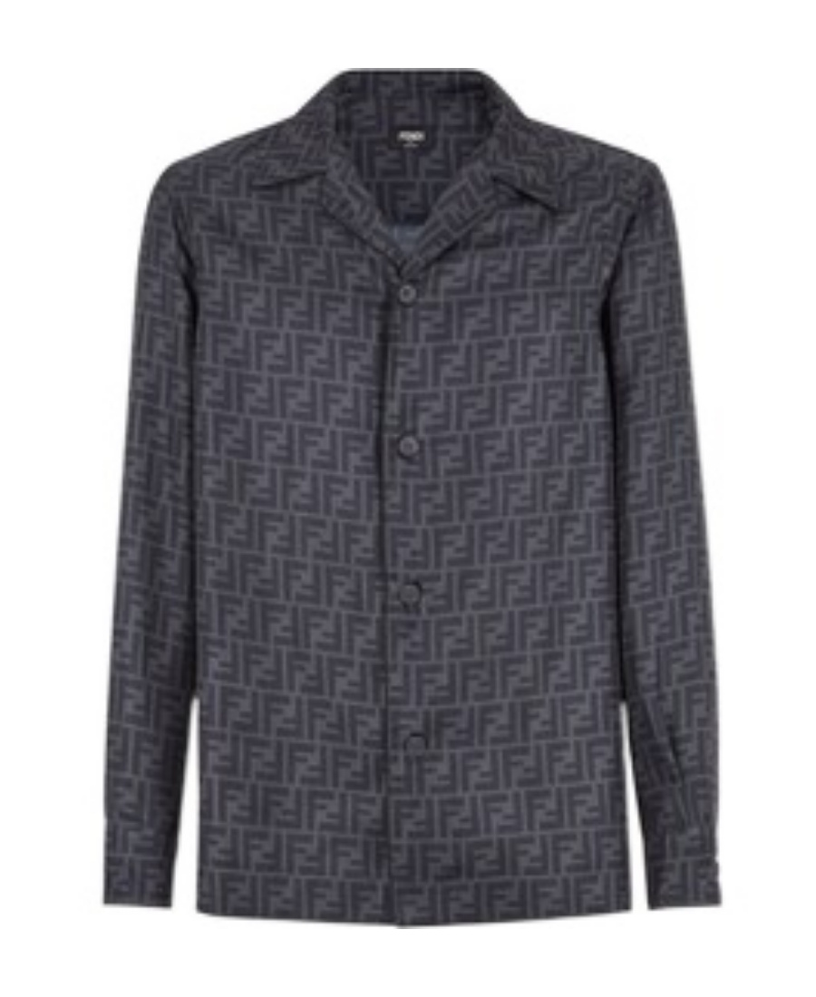 Fendi Ff Pattern Long-sleeved Shirt In Gray