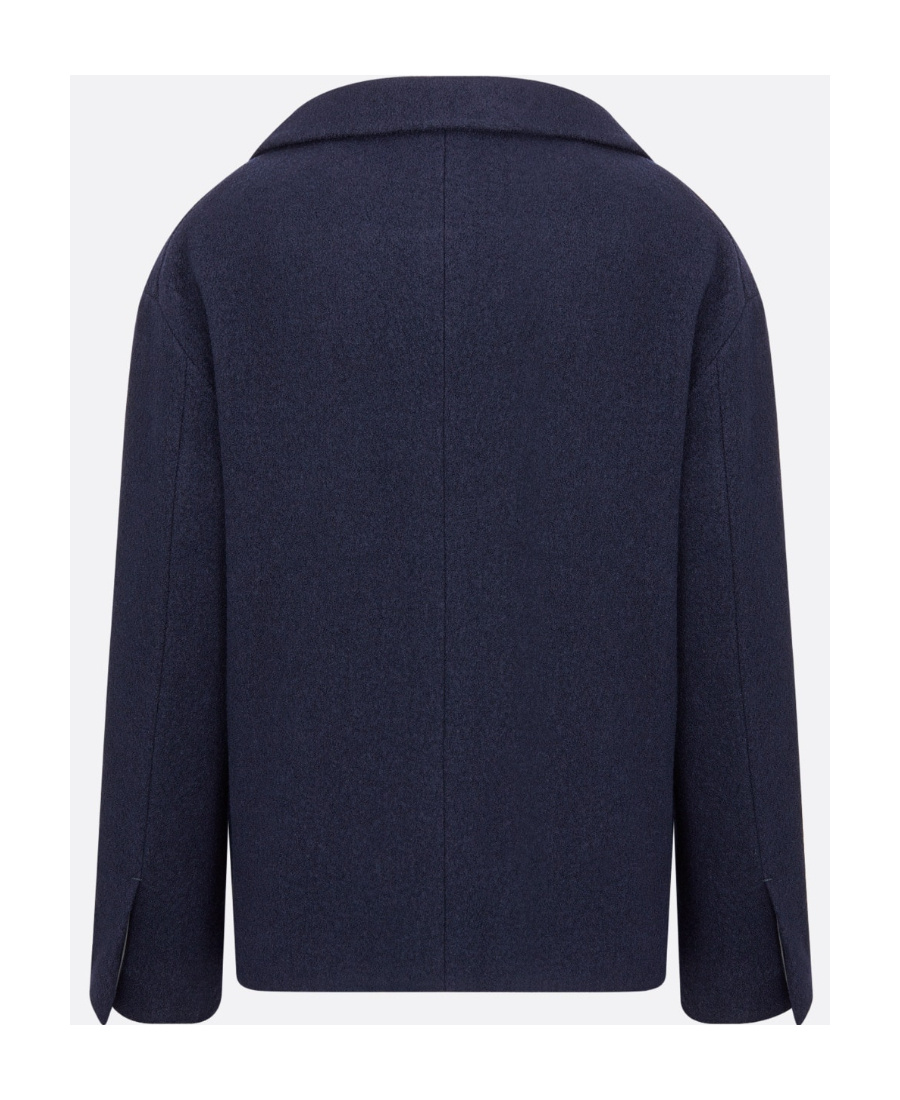 Dior Shearing Wool Open-shoulder Suit Coat In Blue