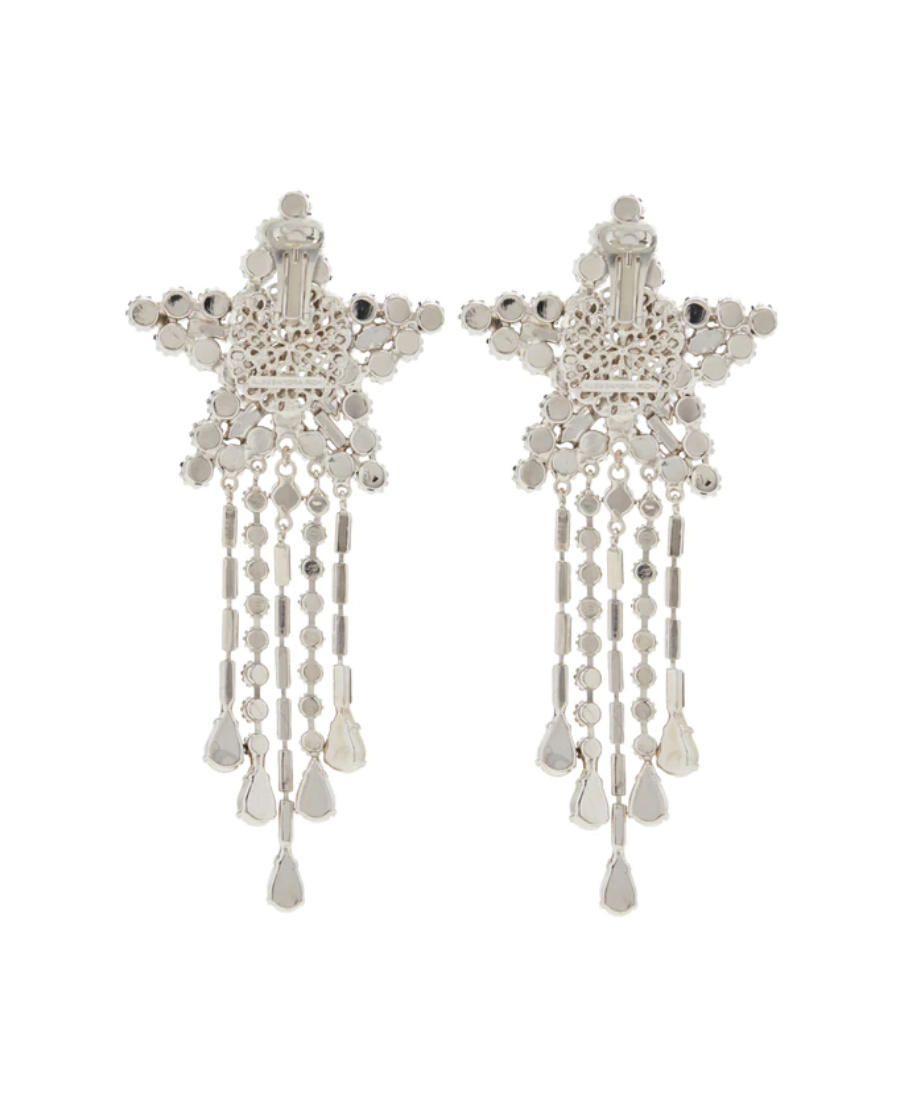 Alessandra Rich Crystal-embellished Star-shaped Drop Earrings In White