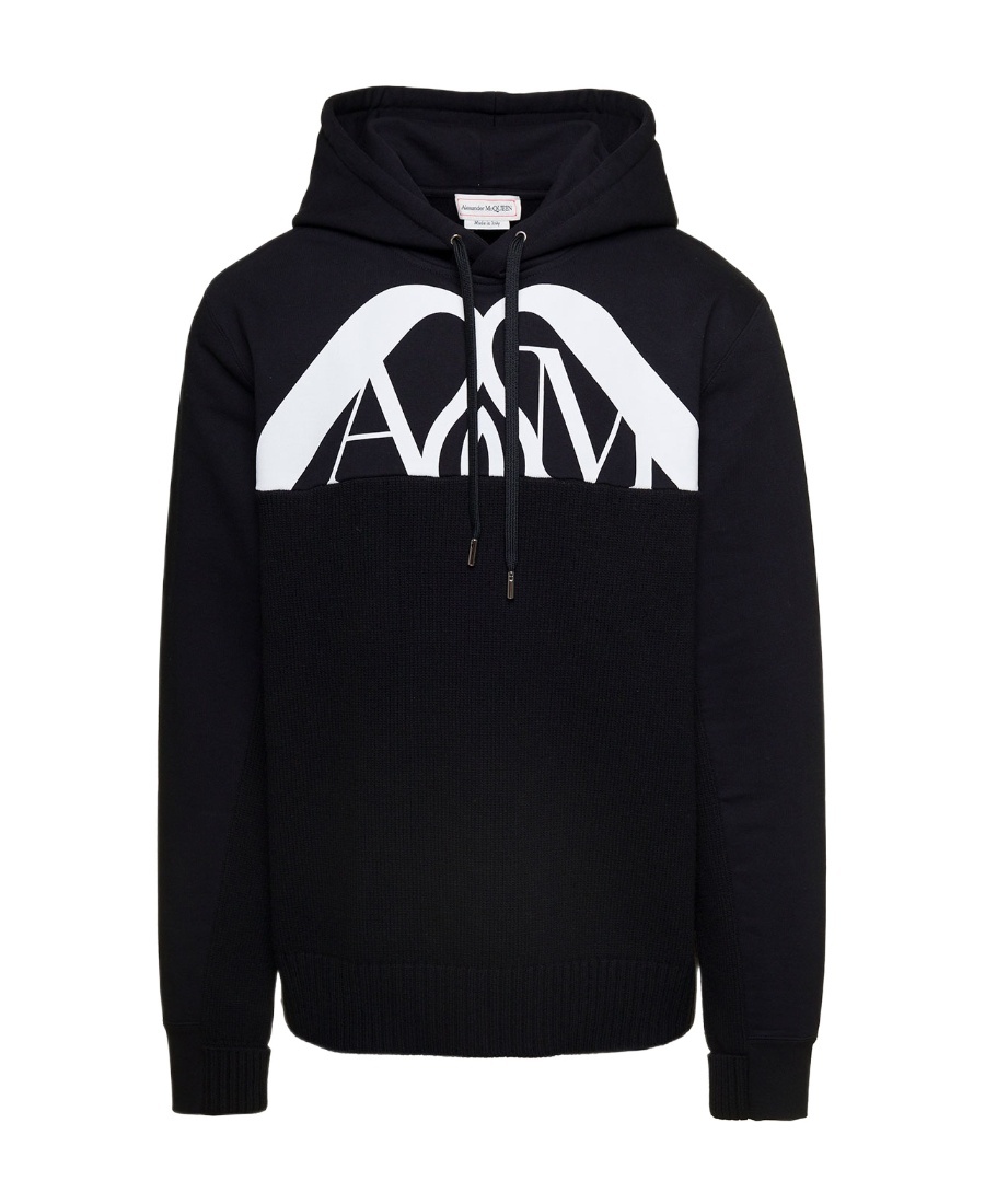 Shop Alexander Mcqueen Logo-print Cotton Hoodie In Black