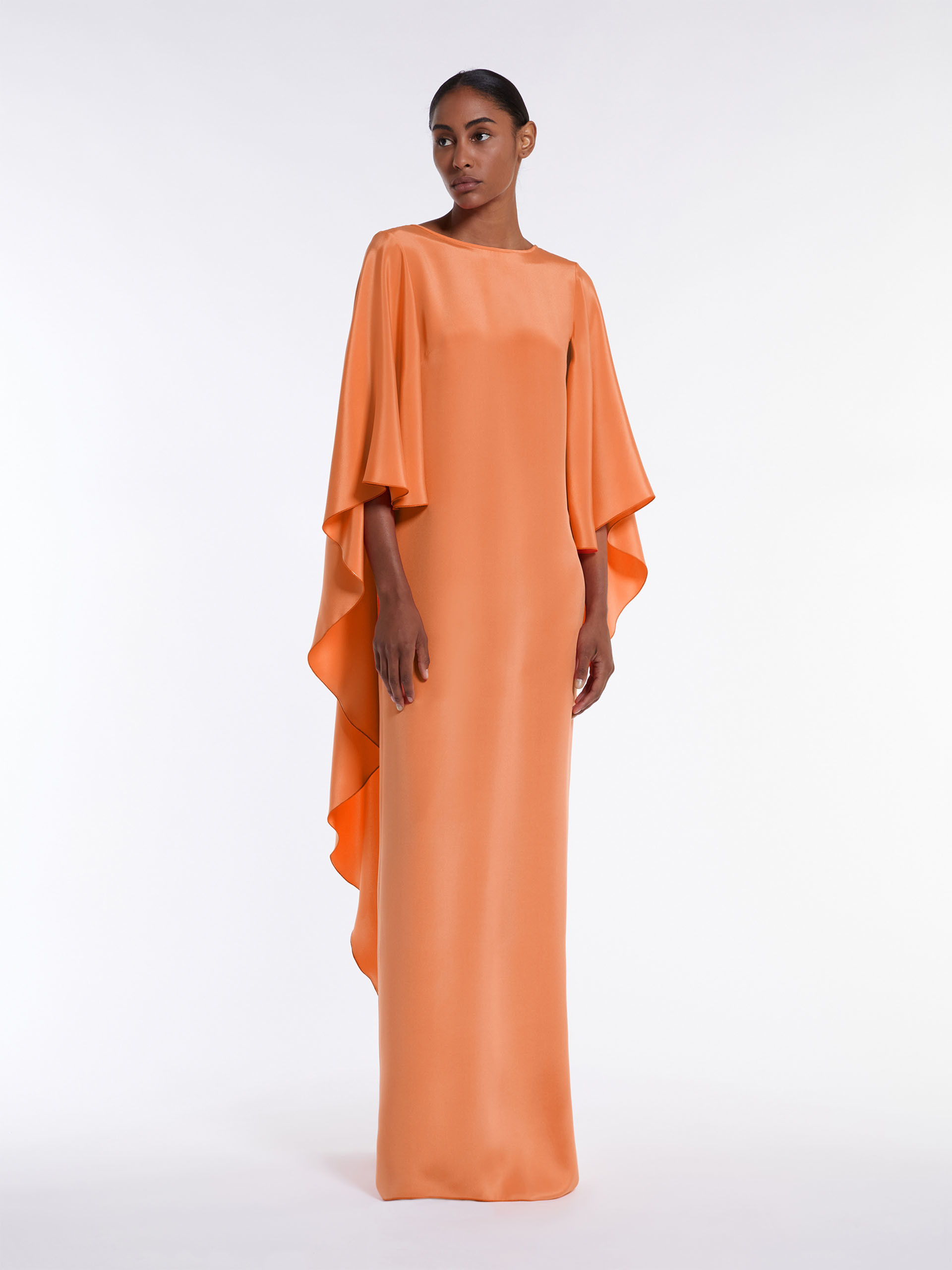 Max Mara A Dress With Lotus Leaf Edge Details In Orange