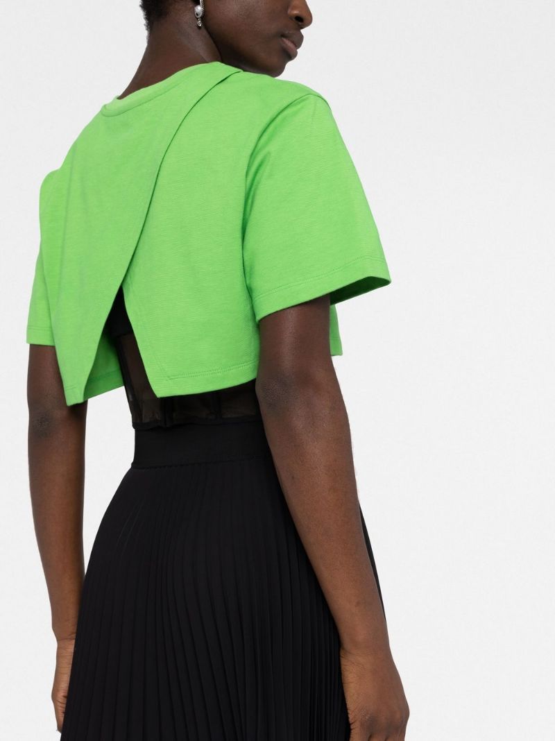 Alexander Mcqueen Cropped Cut-out T-shirt In Green