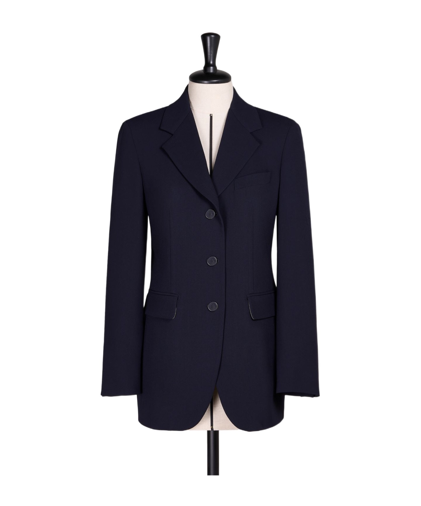 Max Mara Long-sleeved Wool Suit Coat In Black