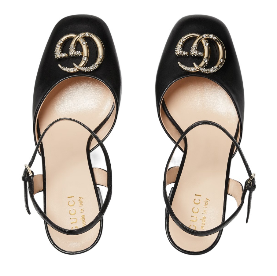 Gucci Double G Platform Sole High Heels In Black