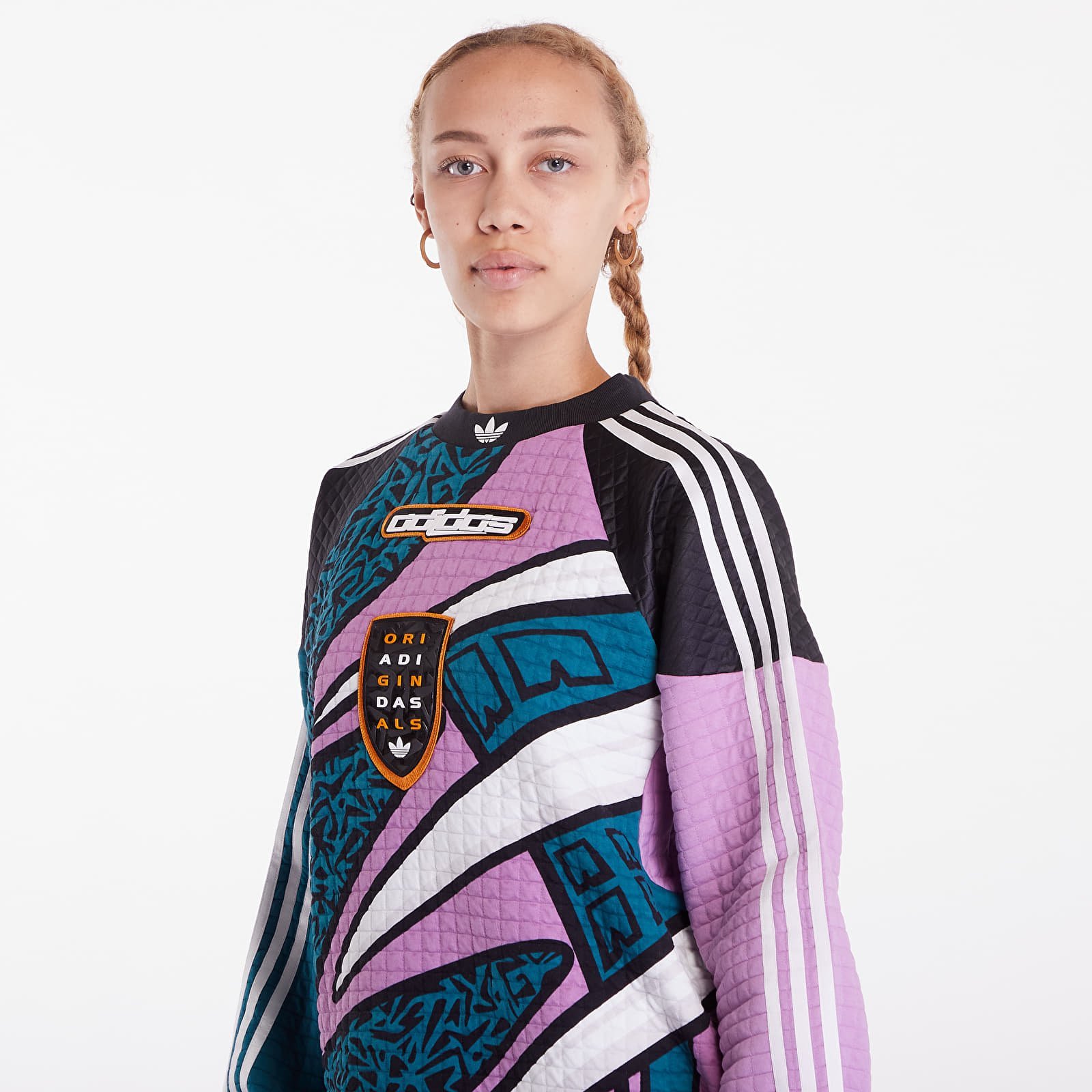 Adidas Originals Graphic-pattern Long-sleeve Football Top In Multicolor