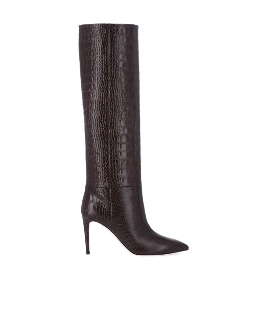 Paris Texas Crocodile-embossed 110mm Knee Boots In Black