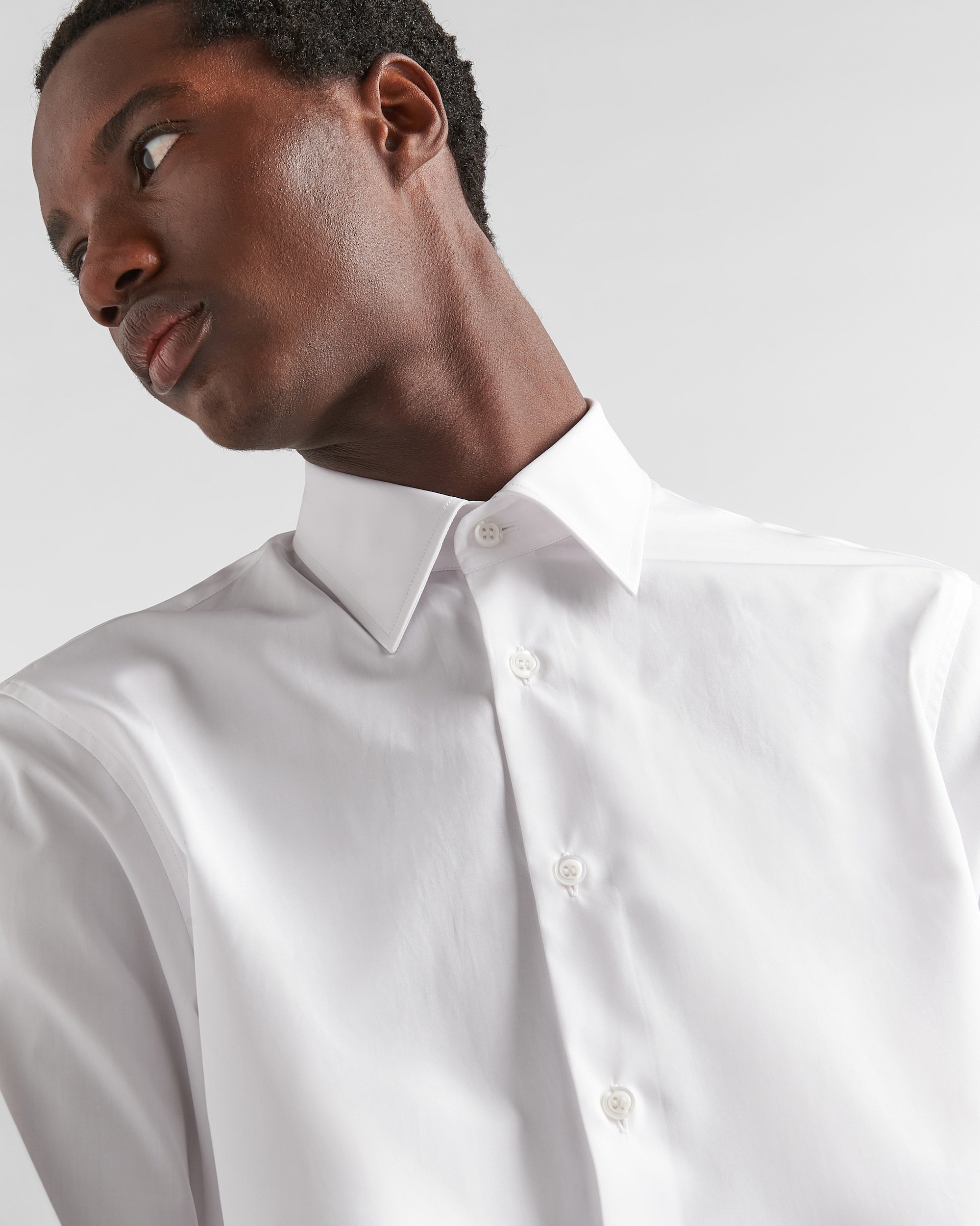 Prada Spread-collar Button-up Shirt In White