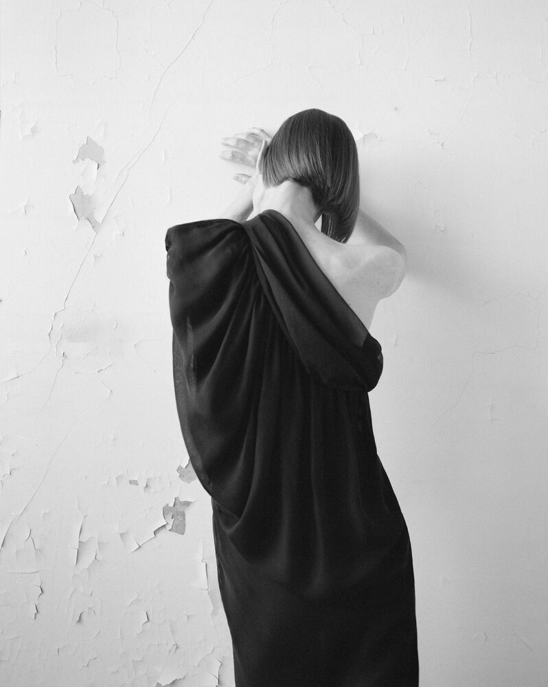 Saint Laurent Hanging One-shoulder Dress In Black