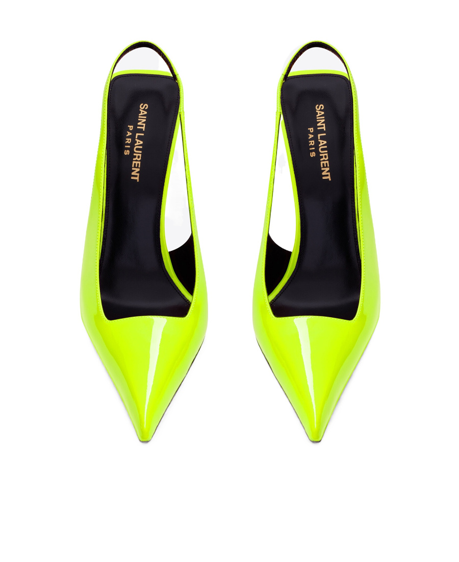 Saint Laurent Kiss 115mm Slingback Pumps In Green