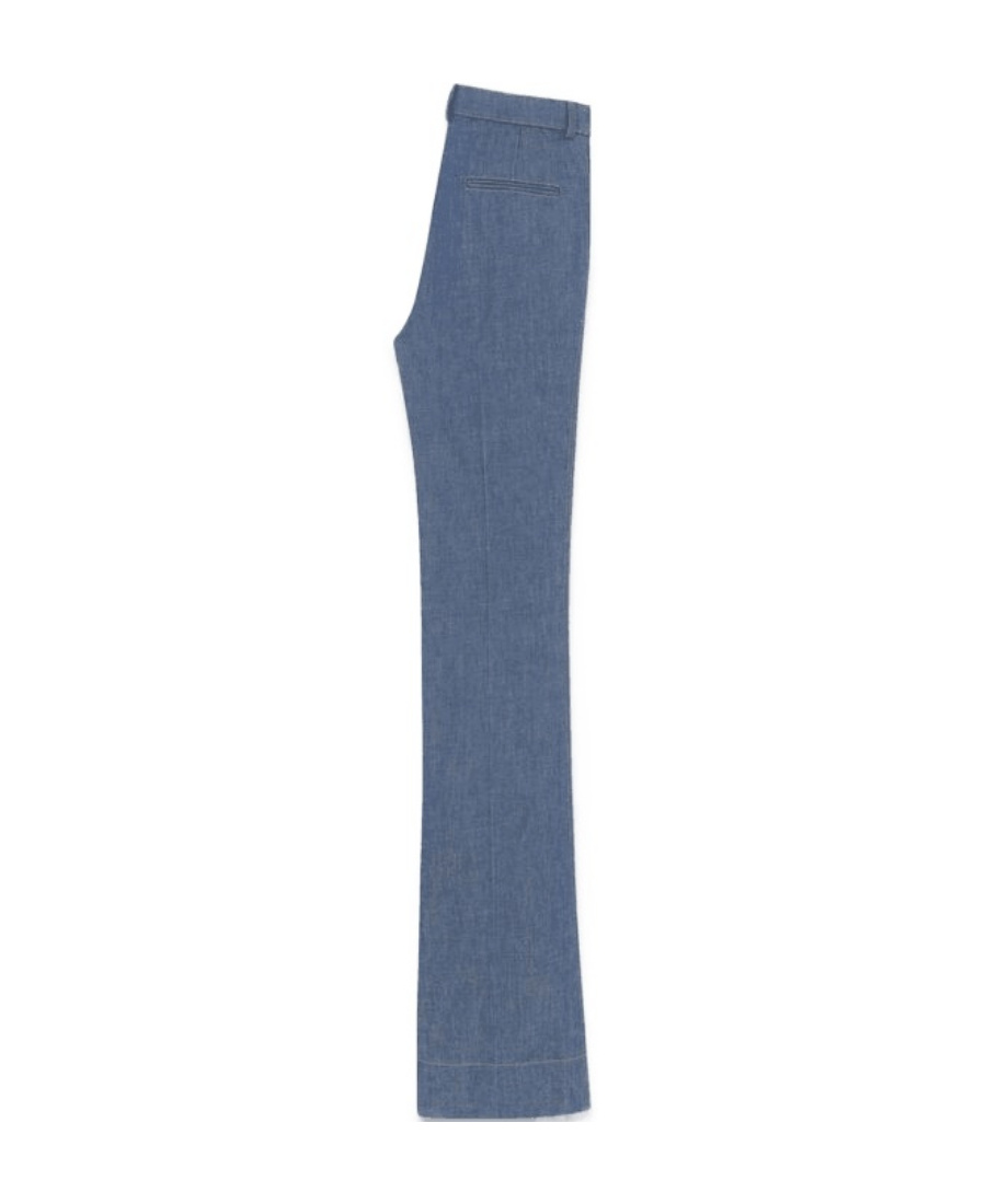 Saint Laurent Flared High-waisted Trousers In Blue