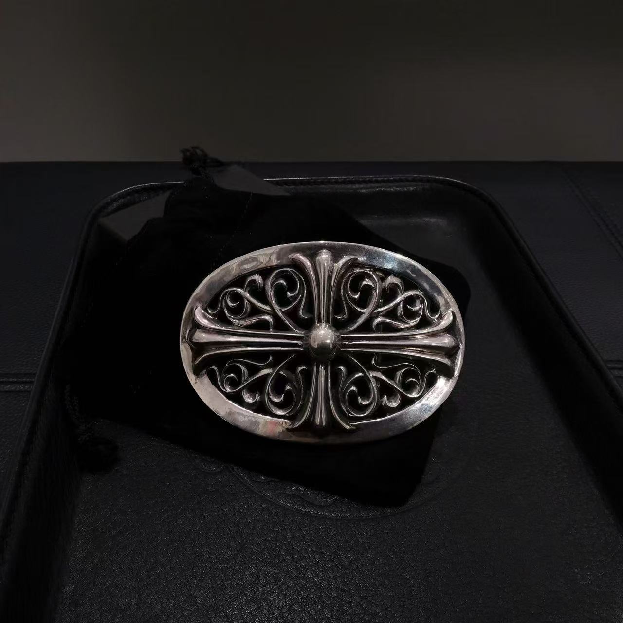 Chrome Hearts Cross-carved Belt Buckle In Black