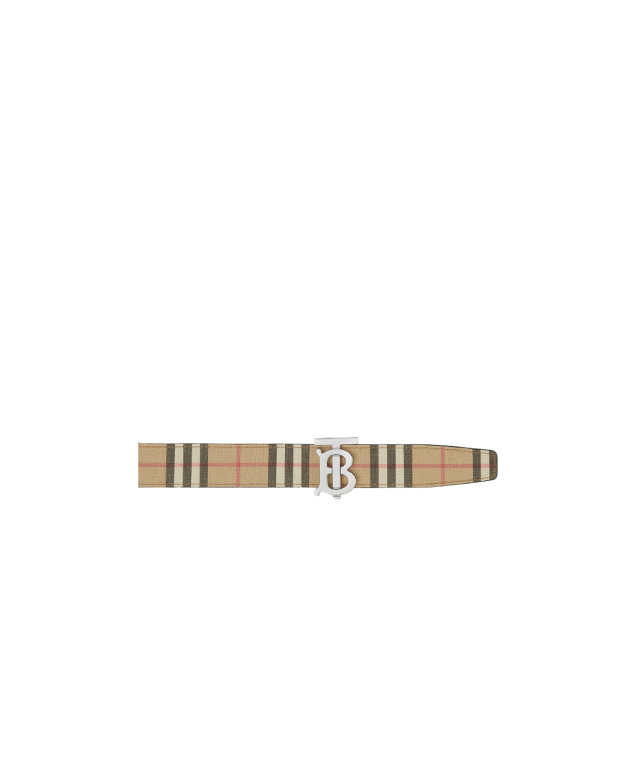 Burberry Reversible Check Monogram Belt In Nude