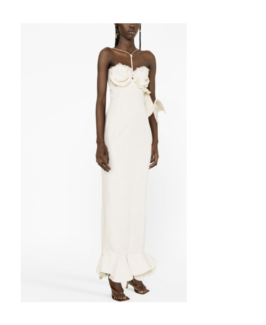 Jacquemus Off-white Le Raphia 'la Robe Artichaut' Maxi Dress In Off White