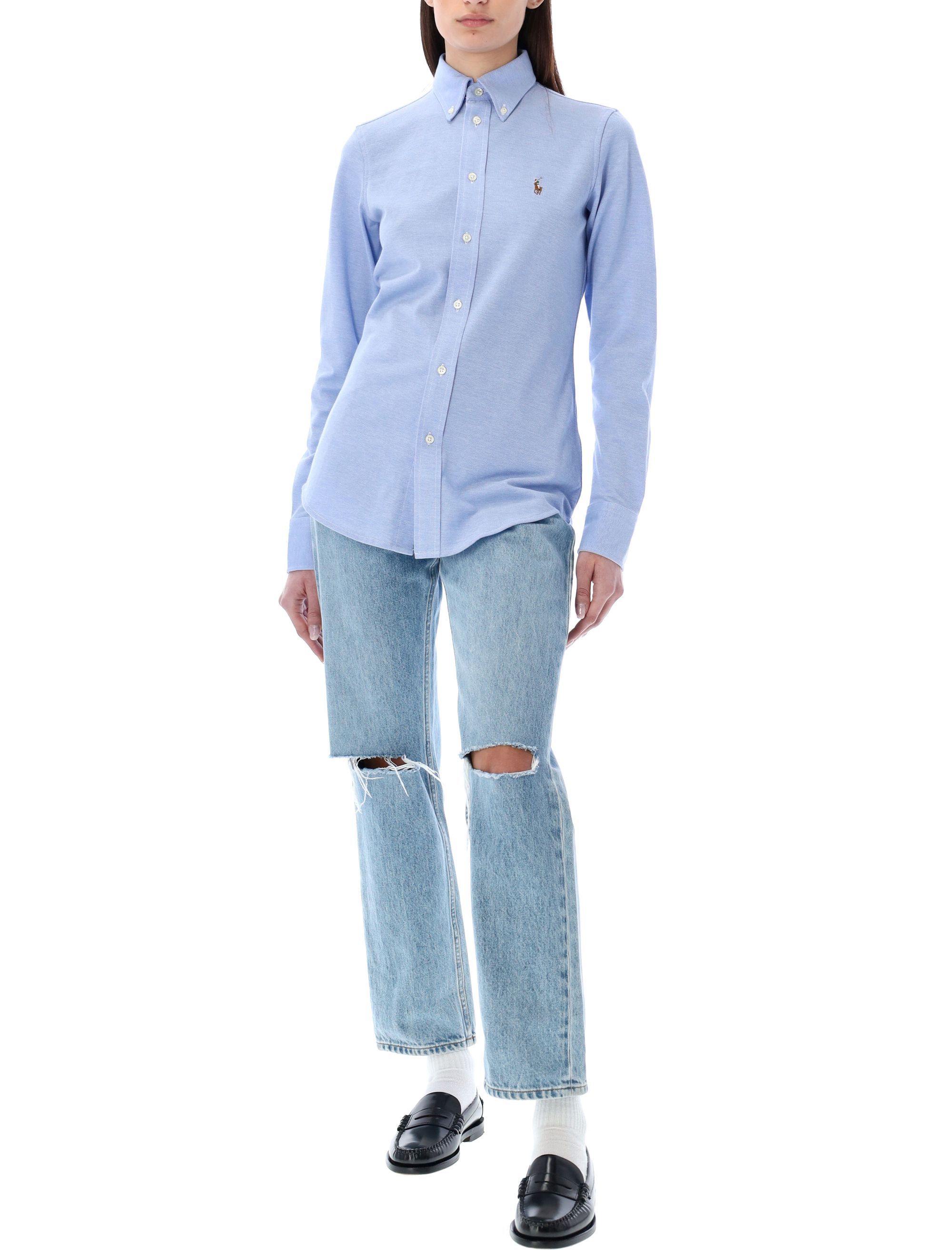 Polo Ralph Lauren Button-down Oxford Blue Shirt In Blue