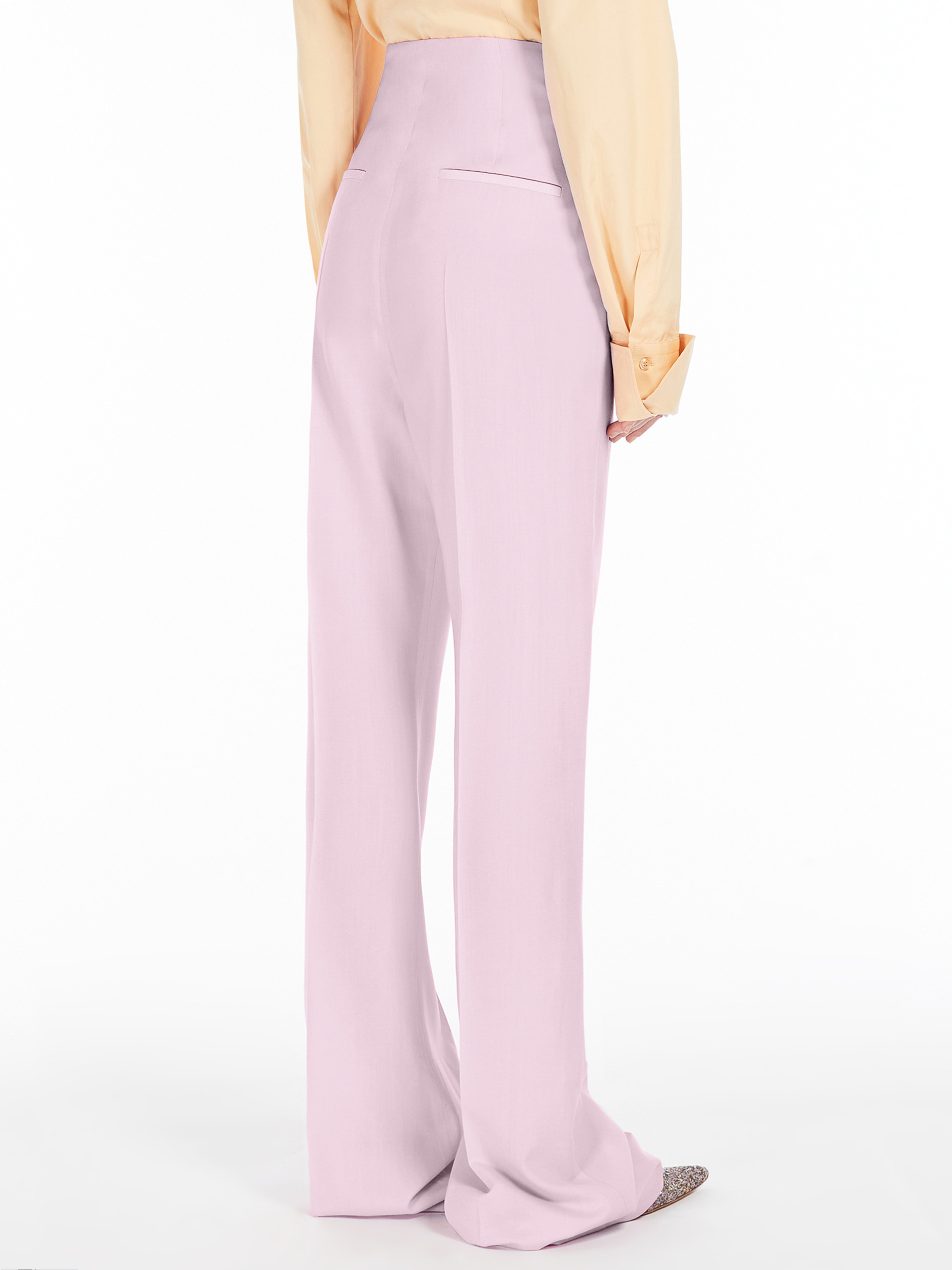 Sportmax High-rise Wool Bell Bottoms In Purple