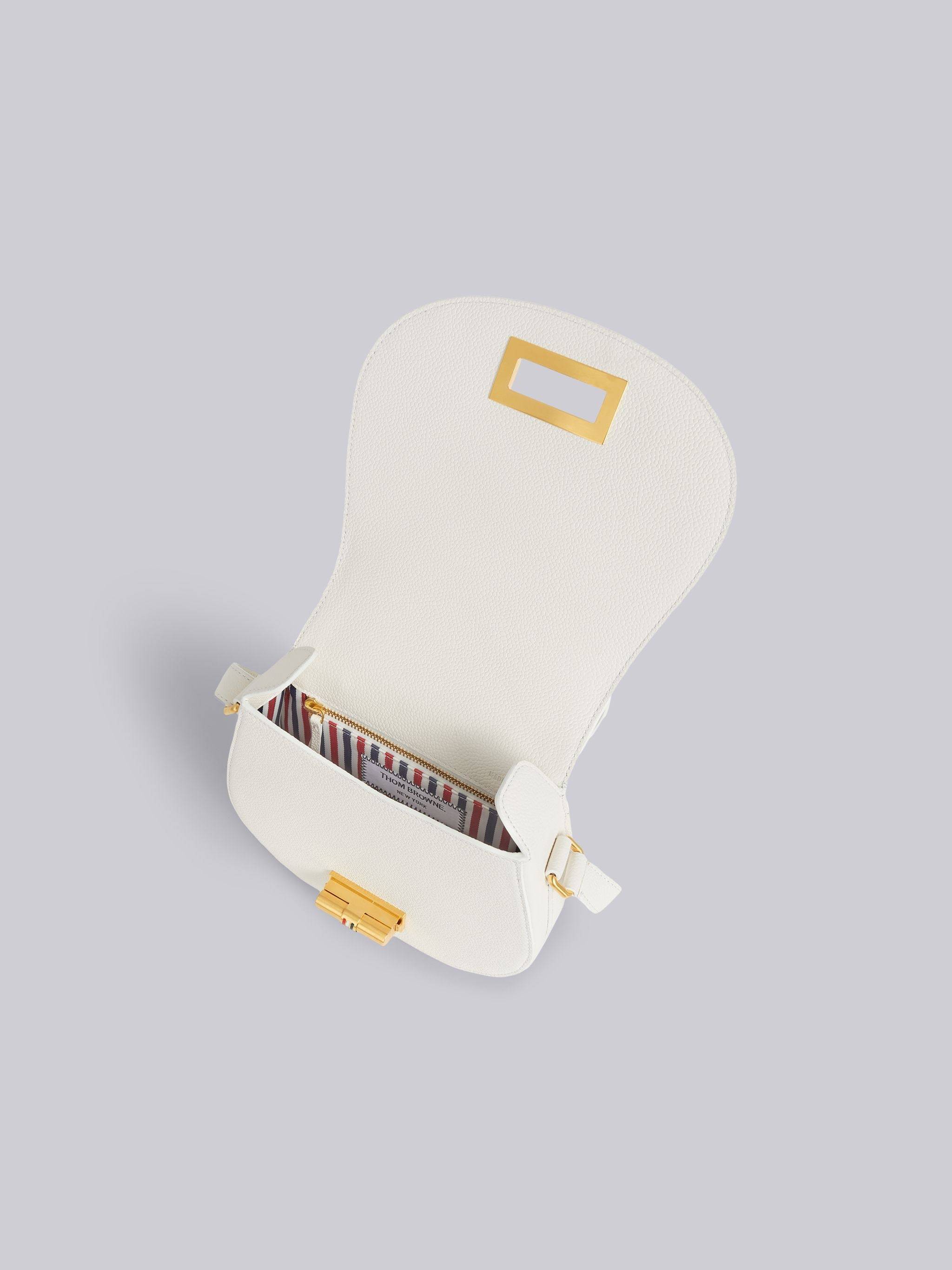 Shop Thom Browne Small Shoulder Saddle Bag In White