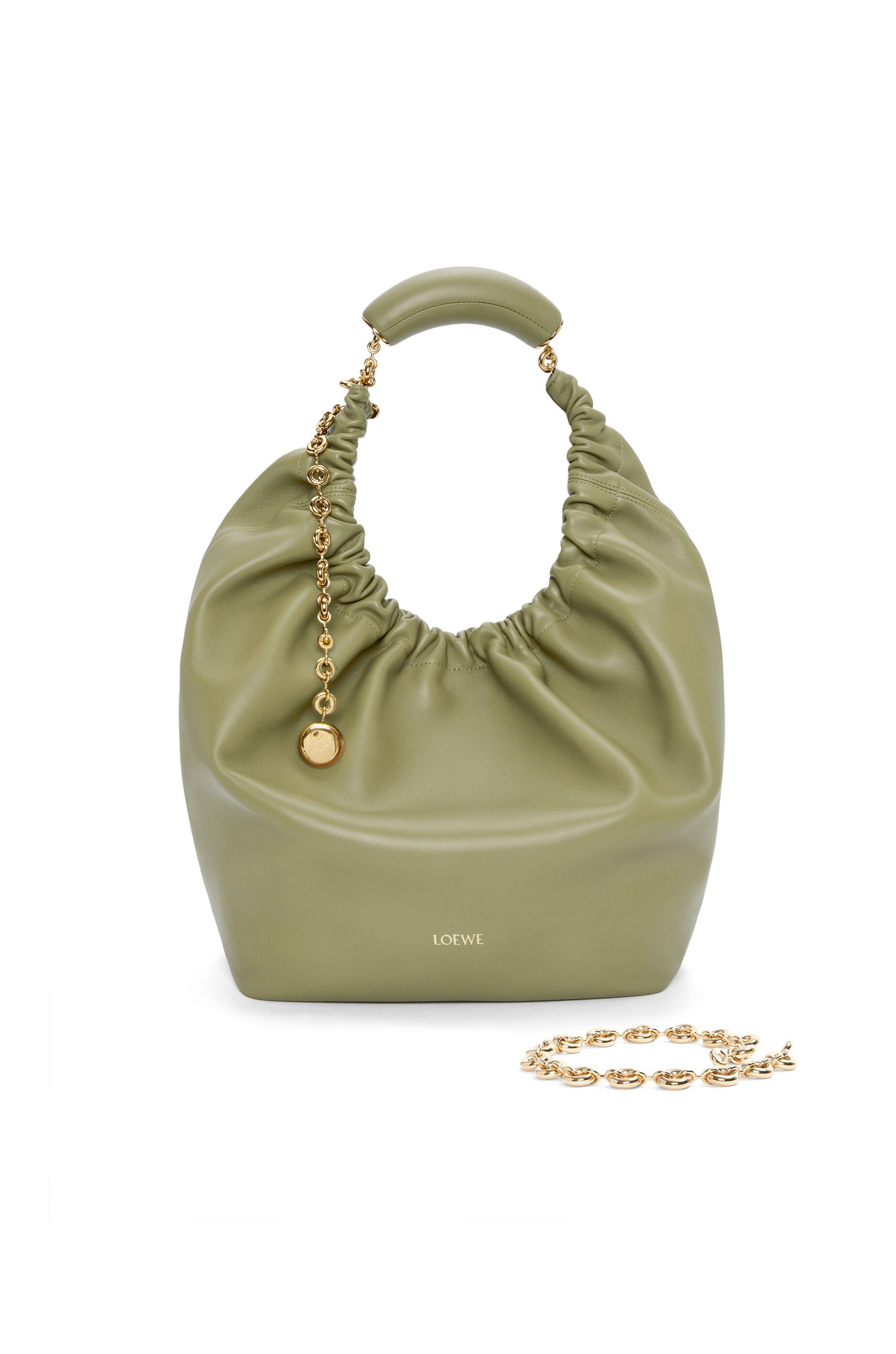 Loewe Womens Squeeze Medium Leather Shoulder Bag In Green