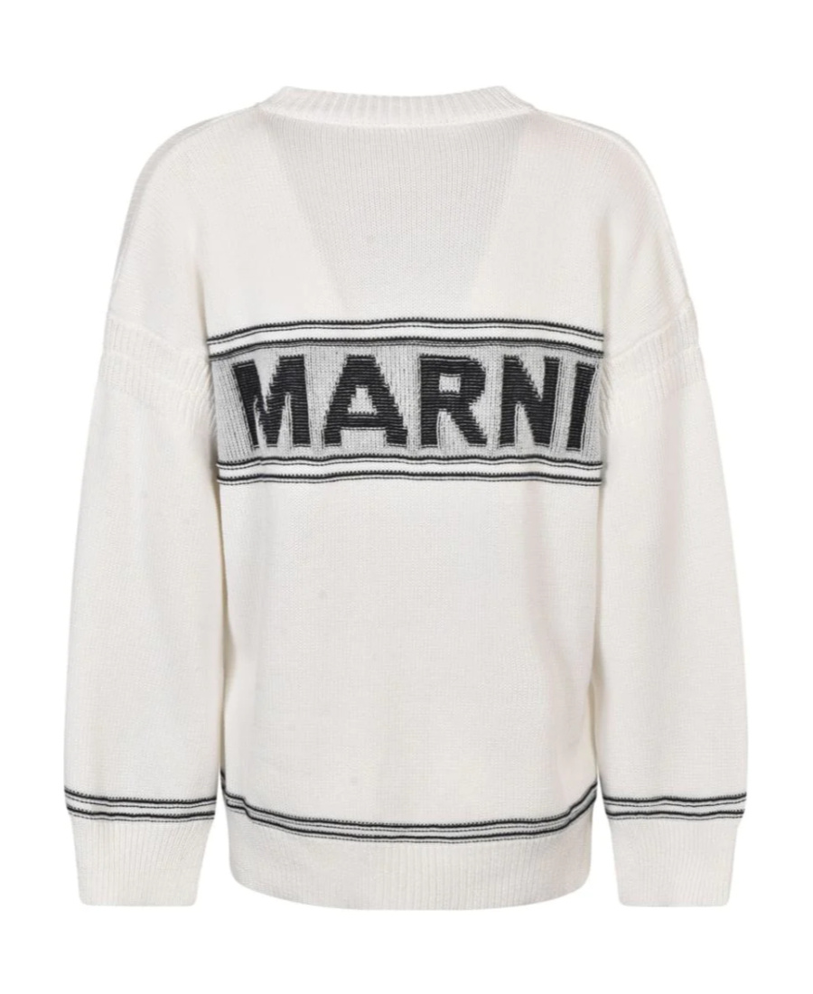 Marni Logo-embroidered Cardigan In White