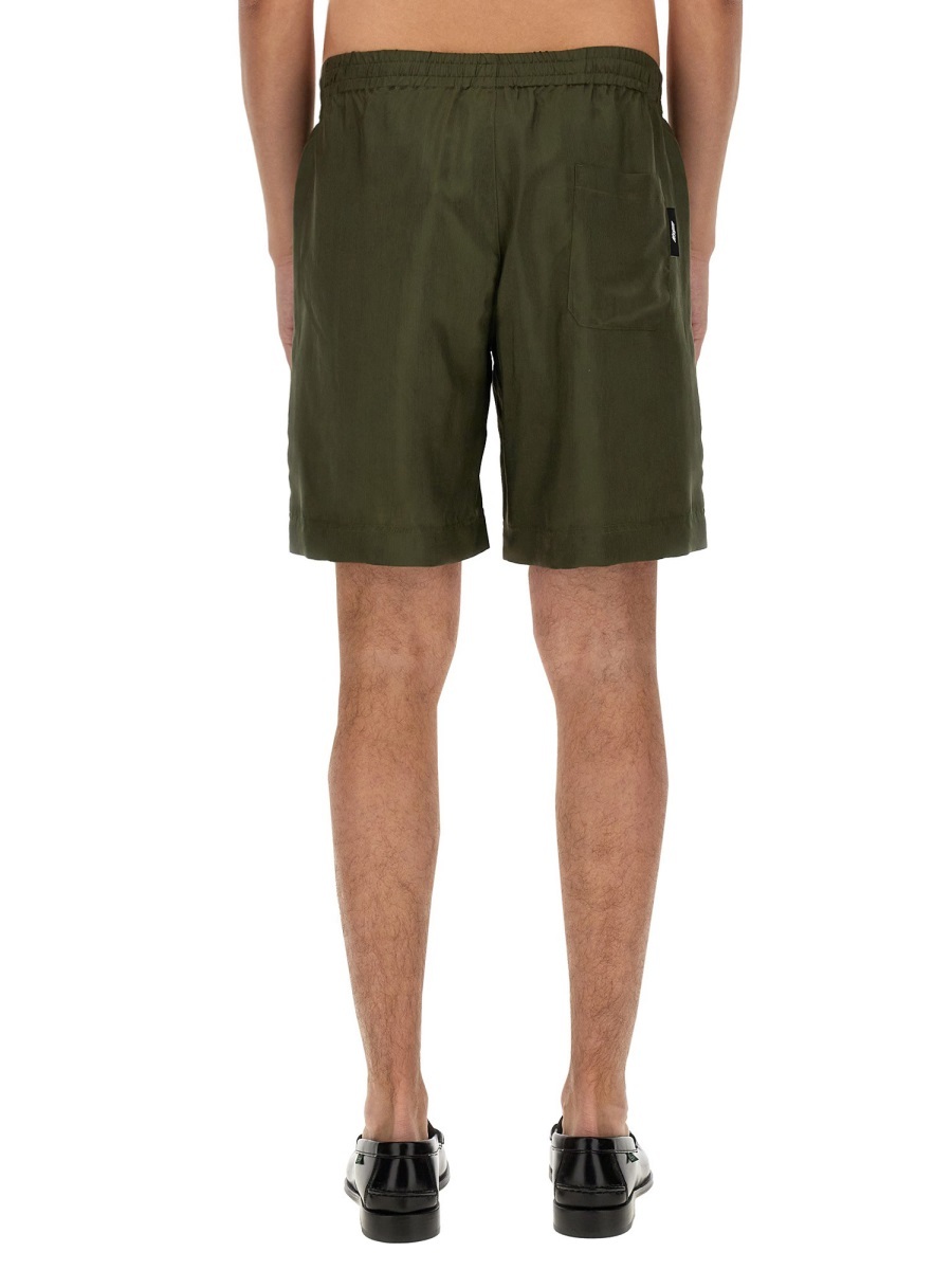 Msgm Elastic Waistband Cupro Bermuda Shorts In Multicolor