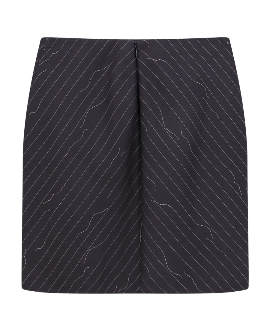 Off-white Pinstripe Draped Miniskirt In Black