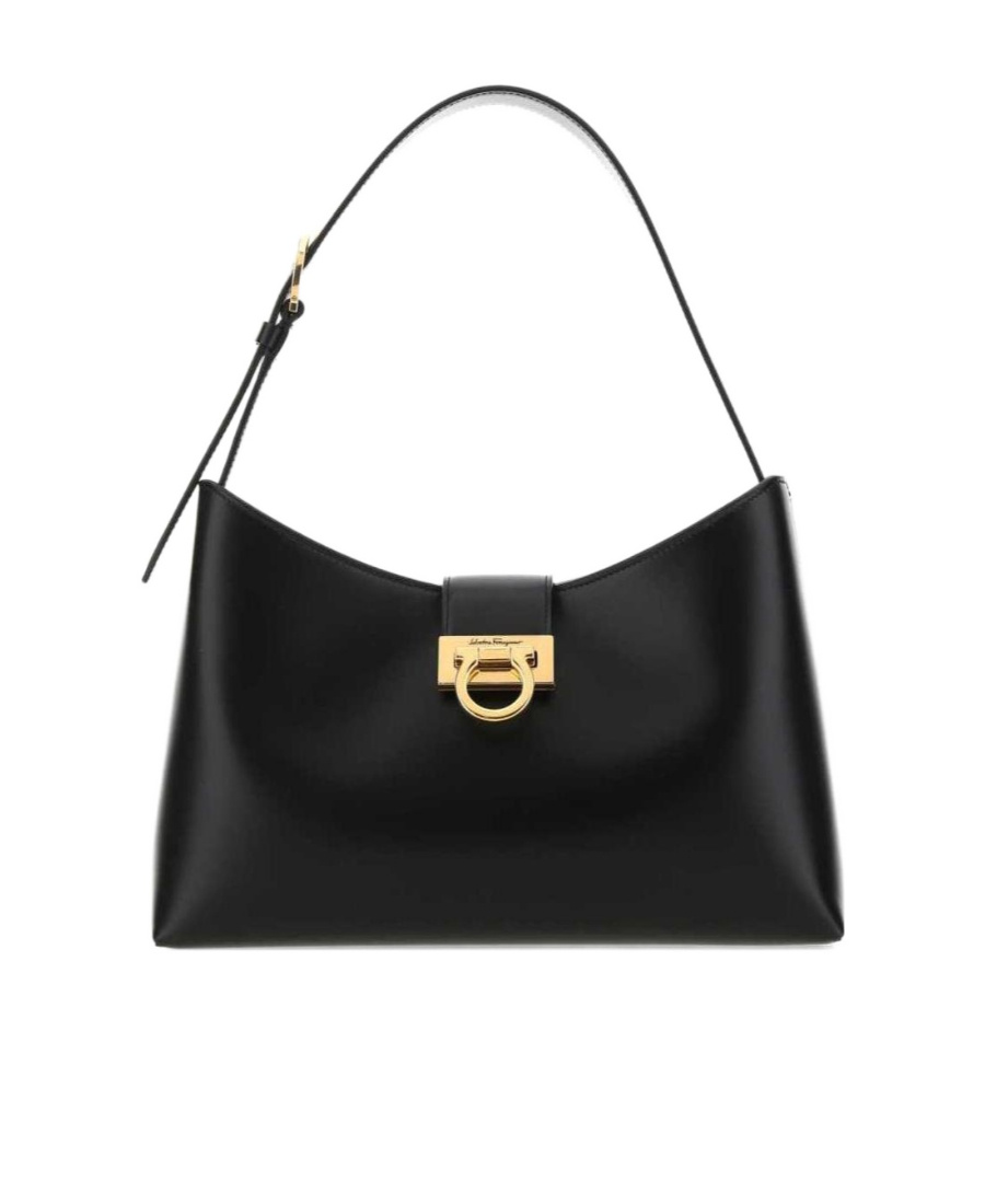 Shop Ferragamo Trifolio Shoulder Bag In Black