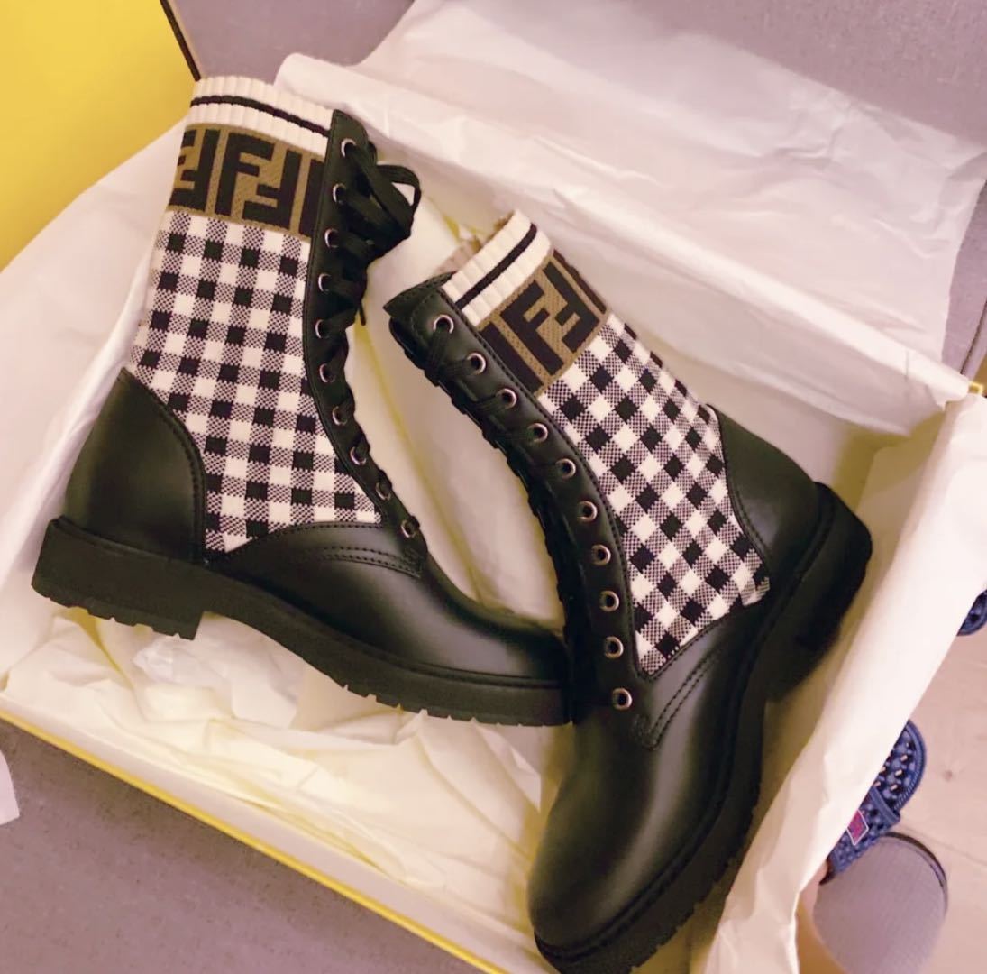 Fendi Rockoko Ff Biker Boots In Black
