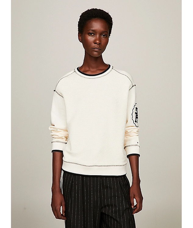 TOMMY HILFIGER CONTRAST-STITCHING SWEATSHIRT